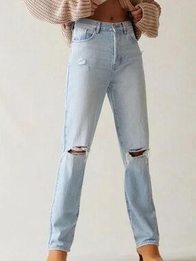 Pacsun Jeans Size 23 Light Blue Denim Dad Jean Buttons 5 Pockets Distressed